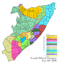 Map depicting the political situation in Somalia on June 4, 2006 Somali land 2006 06 04.png