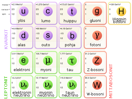 Hiukkasfysiikan standardimallin mukaan alkeishiukkasia ovat kvarkit, leptonit ja bosonit