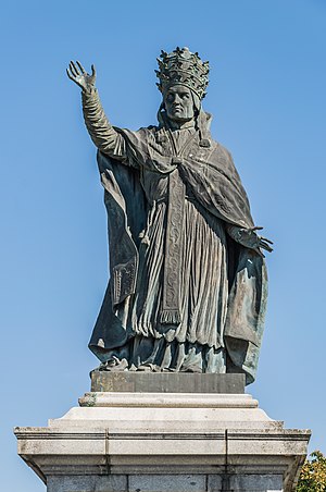 Statue of Sylvester II in Aurillac, Cantal, France