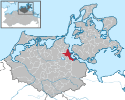 施特拉尔松德在前波美拉尼亚-吕根县的位置