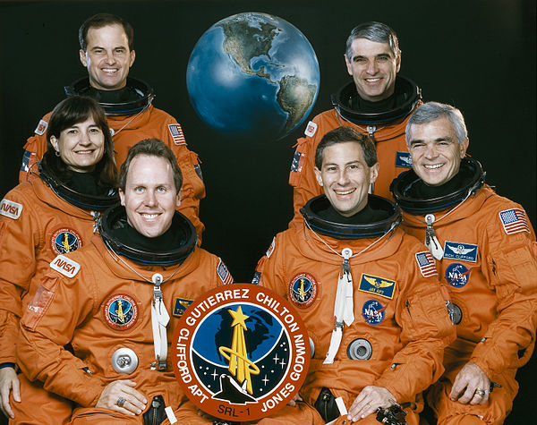 Left to right - Standing: Chilton, Gutierrez; Seated: Godwin, Jones, Apt, CliffordSpace Shuttle program← STS-62 (61)STS-65 (63) →