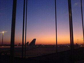 Sunrise at Rome Fiumicino International airport, Italy