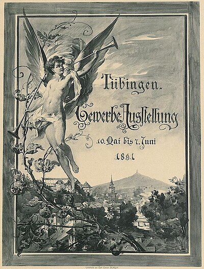 Tübingen. Gewerbe-Ausstellung 10. Mai bis 7. Juni 1891. Plakat. Lichtdruck von Carl Ebner, Stuttgart, 1891.jpg