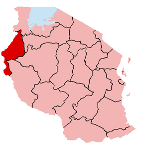 Harta regiunii Kigoma în cadrul Tanzaniei