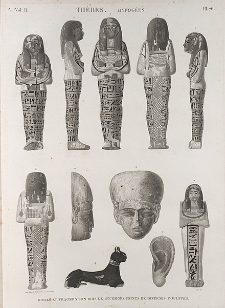 Pl.76 - Idoles et fragmens en bois de sycomore peints de diverses couleurs
