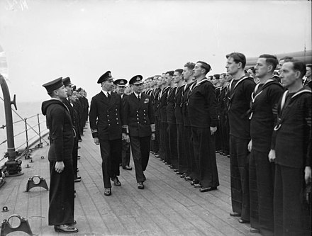 King George VI visiting the Home Fleet based at Scapa Flow, Scotland, March 1943