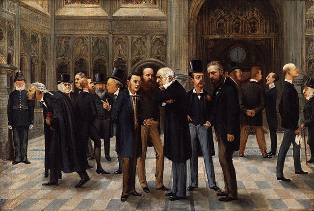The lobby of the House of Commons. Painting 1886 by Liborio Prosperi.