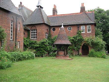 William Morris's Red House in Bexleyheath, designed by Philip Webb and completed in 1860; one of the most significant buildings of the Arts and Crafts movement[26]