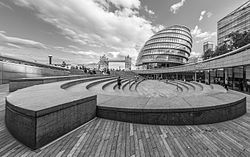 The Scoop at More London, with City Hall