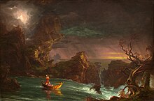 Manhood, from a series of paintings called The Voyage of Life by Hudson River School founder Thomas Cole Thomas Cole - The Voyage of Life Manhood, 1842 (National Gallery of Art).jpg