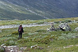 Trail with cairn in Jotunheimen