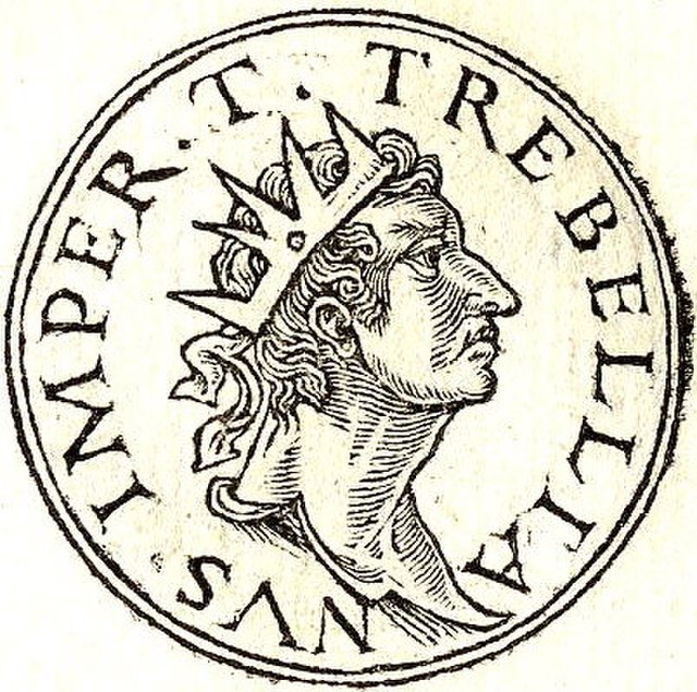 Trebellianus, one of the fictitious tyrants included in the Historia Augusta, drawn by Guillaume Rouillé in Promptuarii Iconum Insigniorum- 1553