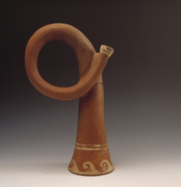Ceramic trumpet, AD 300, Larco Museum Collection Lima, Peru