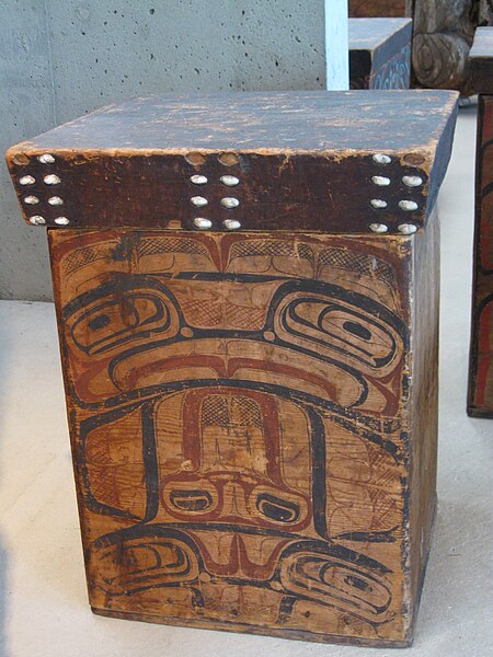 Tsimshian bentwood box featuring formline painting, 1850, collection of the UBC Anthropology Museum