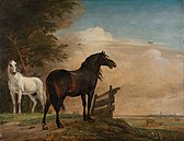 Δυο άλογα σε λιβάδι κοντά σε πύλη (1649)