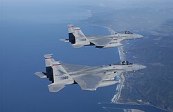 Two F-15 jets over the Oregon Coast in 2003.jpg
