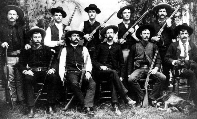 Members of the Frontier Battalion, a company of Texas Rangers, ca. 1885