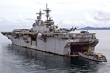 USS Essex performing a stern gate mating with a landing craft