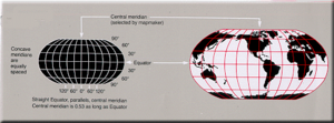 Commnent: This Robinson projection was adopted by National Geographic Magazine in 1988 but abandoned by them in about 1997 for the Winkel Tripel projection. Still use by the World Fact book (see this 2005's SVG)