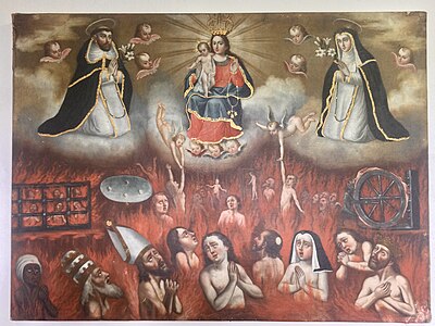 Virgen del Rosario y las almas del purgatorio (s. XVIII), anónimo. Óleo sobre lienzo. Museo del monasterio.