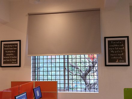 Framed quotes of successful CEOs in a public library