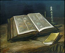 Still Life with Bible, 1885, Van Gogh Museum, Amsterdam (F117) WLANL - artanonymous - Stilleven met bijbel.jpg