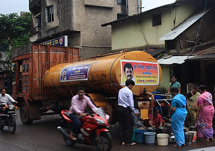 Water supplied by a truck in Kolhapur, Maharashtra, India