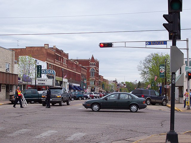 Looking north at Waupaca during sesquicentennial celebration on May 5, 2007