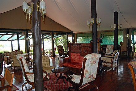 Interior of a more luxurious tented camp.