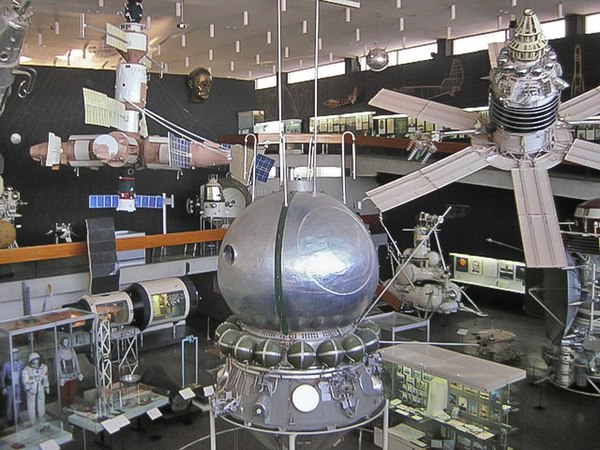 The Hall of Space Technology in the Tsiolkovsky State Museum of the History of Cosmonautics, Kaluga, Russia. The exhibition includes the models and re