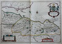 Старая карта Лотиана и Линлитгоу с гербом Уильяма Керра, 1-го графа Лотиана