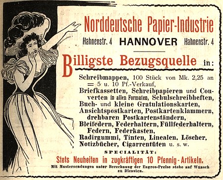 1906 Annonce Norddeutsche Papier Industrie, Hannover, Hahnenstraße 4, Adressbuch der Stadt Hannover 1906