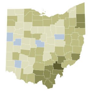 2011 Ohio Issue 2 results map by county.svg