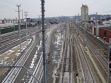 Die Bahnhofsanlage in Blickrichtung Linz (2018)