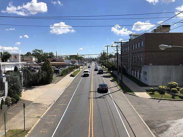 View southbound along Route 439 at the Northeast Corridor in Elizabeth