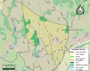 Kolorowa mapa przedstawiająca użytkowanie gruntów.