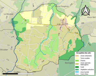 Barevná mapa znázorňující využití půdy.