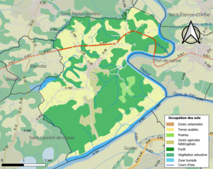 Kolorowa mapa przedstawiająca użytkowanie gruntów.