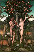 L'ordre donné à Adam et Ève (ici représentés par Lucas Cranach l'Ancien) de « croître et multiplier » illustre la volonté de l'Ancien Testament de l'expansion de l'humanité.