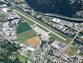 Vue aérienne de l'aéroport de Lugano.