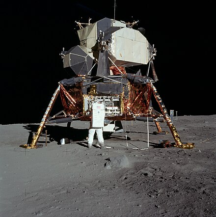 Buzz Aldrin and Apollo 11's lunar lander on the Moon's surface