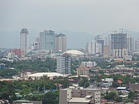 Araneta Center - distant view from Illumina Residences Santa Mesa (Cubao, Quezon City; 2015-07-03).jpg