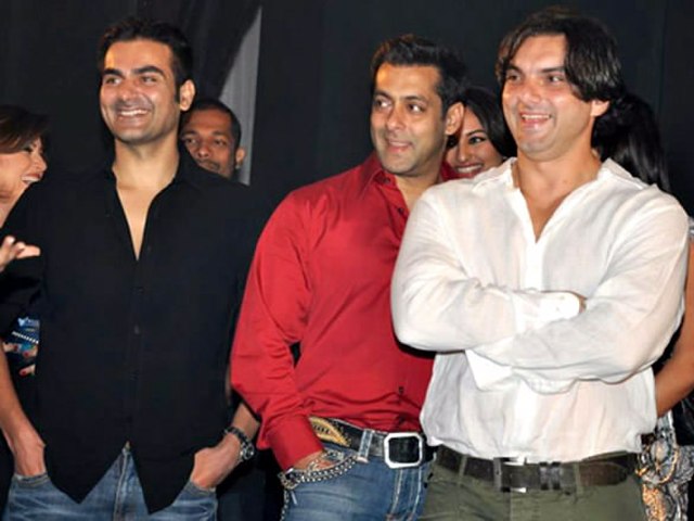 Khan's sons – Arbaaz Khan, Salman Khan and Sohail Khan at an event in 2013