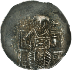 Coin depicting an enthroned man.