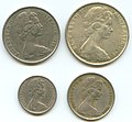 Effigy of Elizabeth II by Arnold Machin displayed on coins minted in 1966