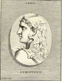 Portrait of Aventinus from the book Images des heros et des grands hommes de l'antiquite (1731) Aventinus from Images des heros et des grands hommes de l'antiquite.png