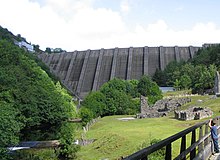 Below Clywedog reservoir dam