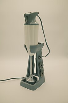 A Bamix model M100 wand blender with accessories from the 1960's. Bamix M100 wand blender with accessories.jpg