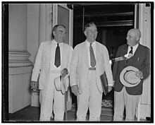 (L-R): House Speaker William Bankhead, Senate Majority Leader Alben Barkley, and House Majority Leader Sam Rayburn Bankhead, Barkley, and Rayburn.jpg