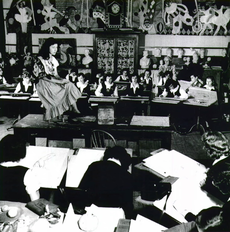 One of Anne Savage's art classes at Baron Byng in 1948. Baronbyngart.png